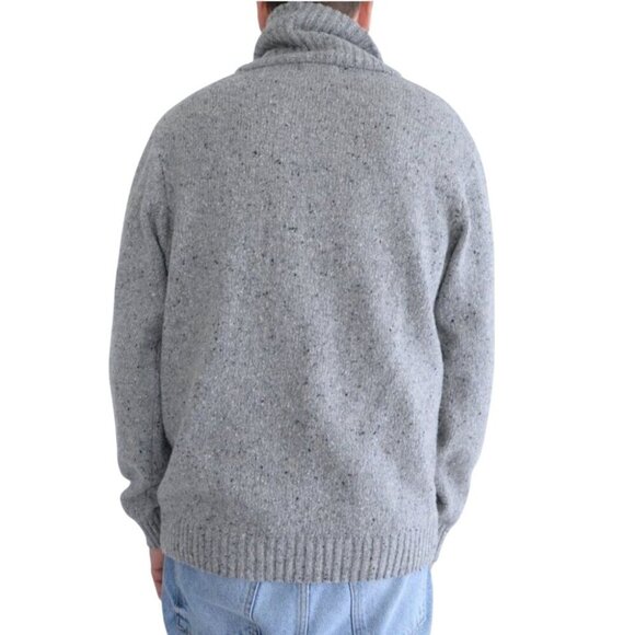 Lucas Nobili Made In Italy Oatmeal Wool Blend Shawl Collar CableKnit Sweater Siz - Picture 4 of 7